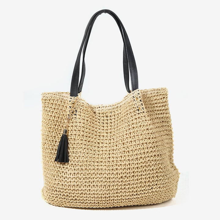 Damen Handgefertigte Tragetasche aus geflochtenem Naturmaterial mit elegantem Tassendetail Karnz
