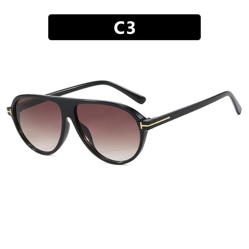 Damen trendige Oversized-Sonnenbrille mit elegantem Metallrahmen und UV-Schutz Karnz