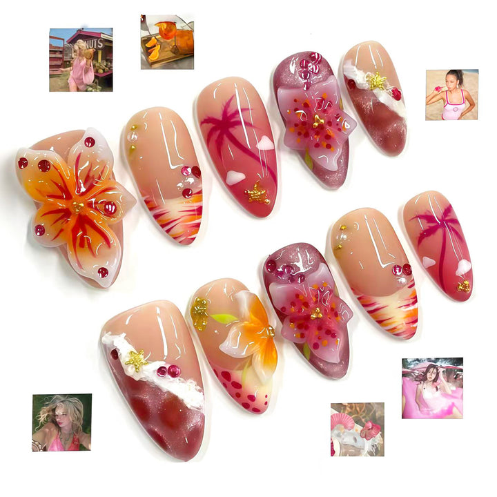 Künstlerisches Floral-Design Press-On Nail Kit