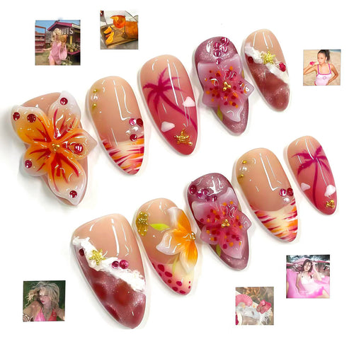 Künstlerisches Floral-Design Press-On Nail Kit
