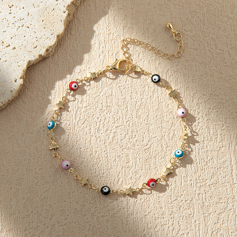 Bunte Perlencharms Fußkette Karnz