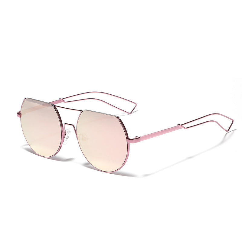 Damen geometrische Sonnenbrille mit durchscheinendem Gläsern und stylischen Metallrahmen Karnz