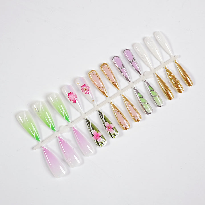 Premium Dekorative Press-On Nagelkunst Set