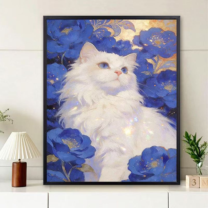 Florale Katzen-Themen Wandkunst Druck Karnz