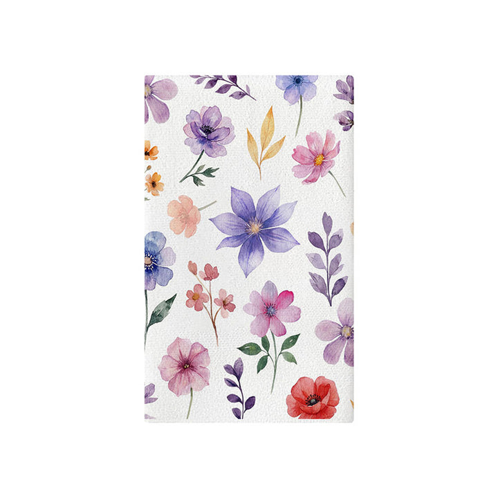 Dekorativer Baumwoll-Leinen Küchentuch mit Aquarell-Wildblumen- und Kolibri-Druck