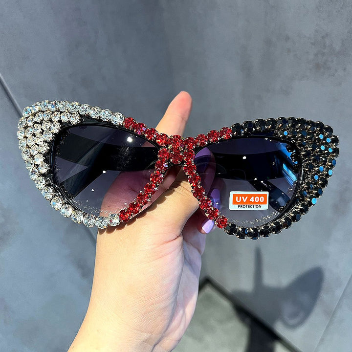 Damen Glamouröse Kristall-Sonnenbrille Karnz
