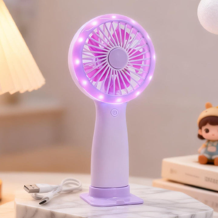 Damen Tragbarer Handventilator mit LED-Beleuchtung und USB-Ladefunktion Karnz