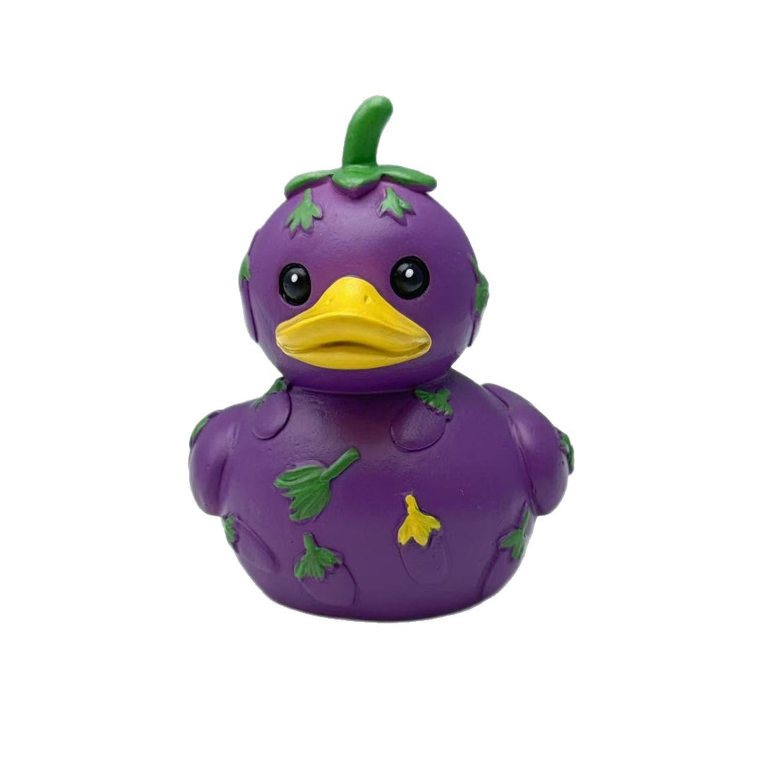 Lustige Gummi-Ente mit Gemüse-Motiv Karnz
