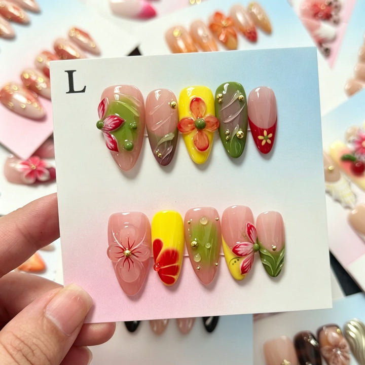 Künstlerisches Floral Press-On Nagelset  1791773627