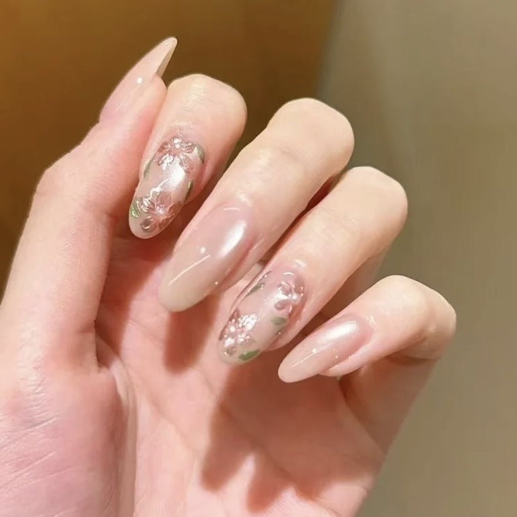 Elegantes Florales Akzent Press-On Nail Set