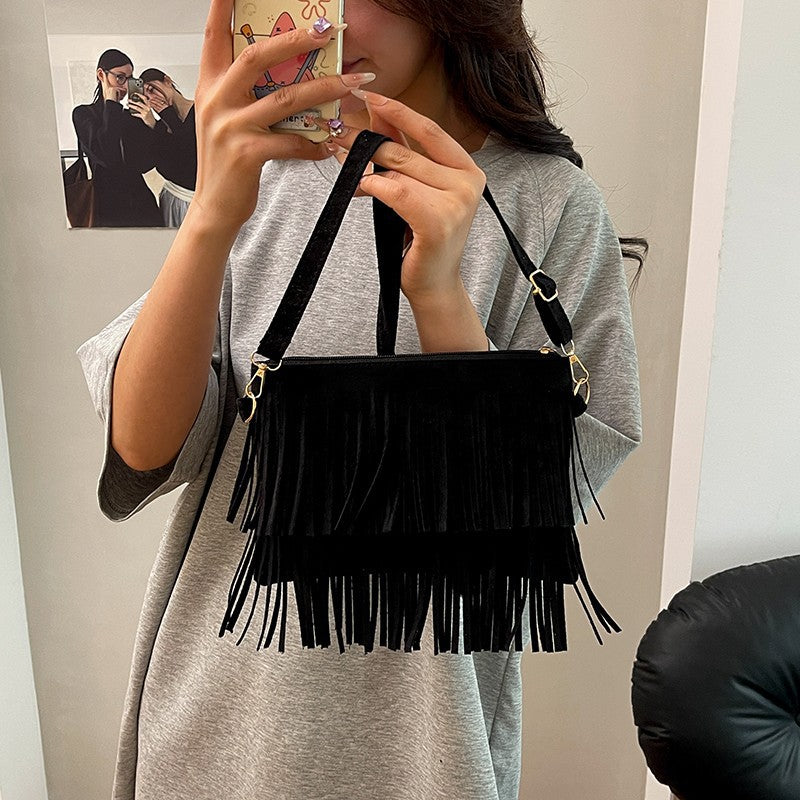 WoStylish Fransen Crossbody Tasche Karnz