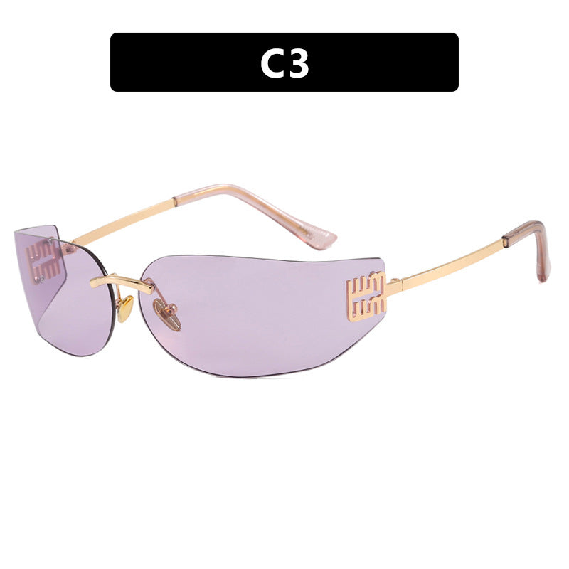 Damen futuristische Designer-Sonnenbrille mit ausgefallenem Rahmen und UV-Schutz Karnz