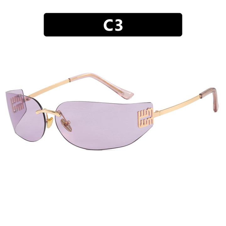 Damen futuristische Designer-Sonnenbrille mit ausgefallenem Rahmen und UV-Schutz Karnz