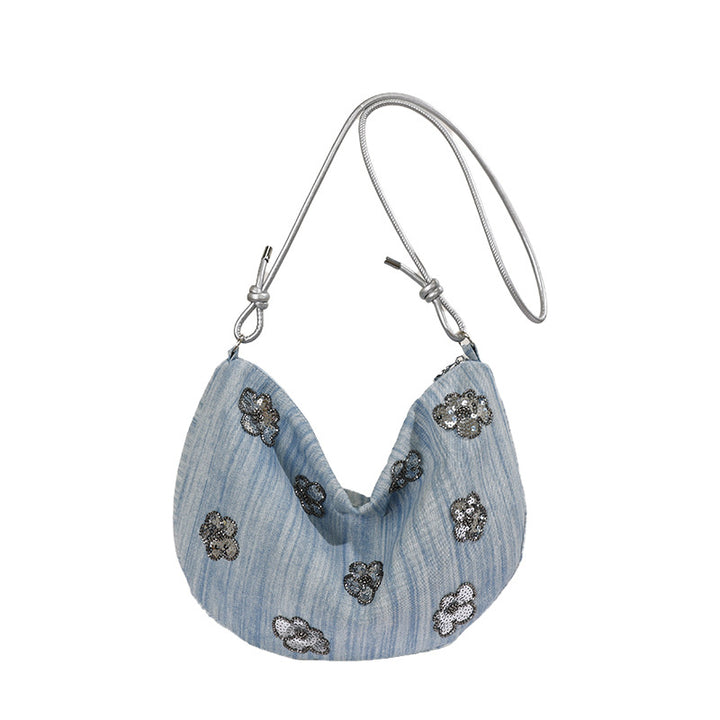 Florale Verzierungen Denim Handtasche Karnz
