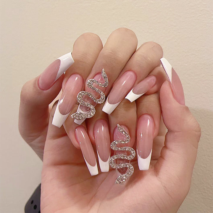 Künstlerisches mit Strass verziertes Press-On Nagelset