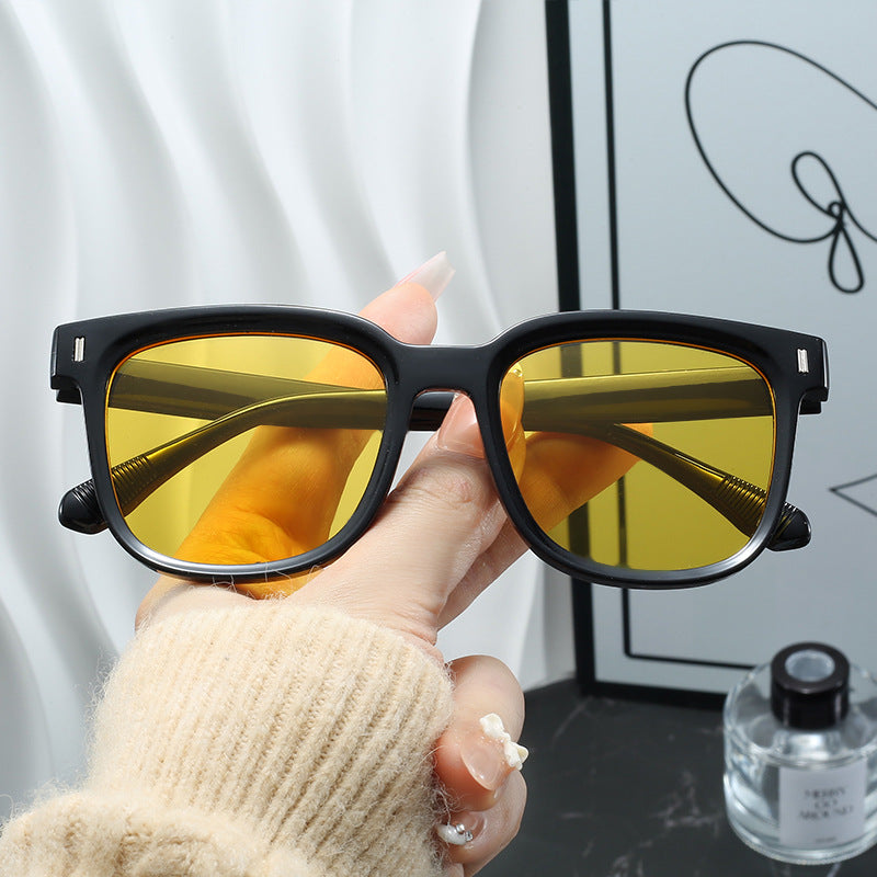 Damen Modische quadratische Sonnenbrille mit transparentem Rahmen Karnz
