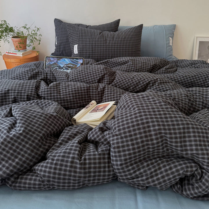 Luxuriöses Gingham-Muster Bettbezugset