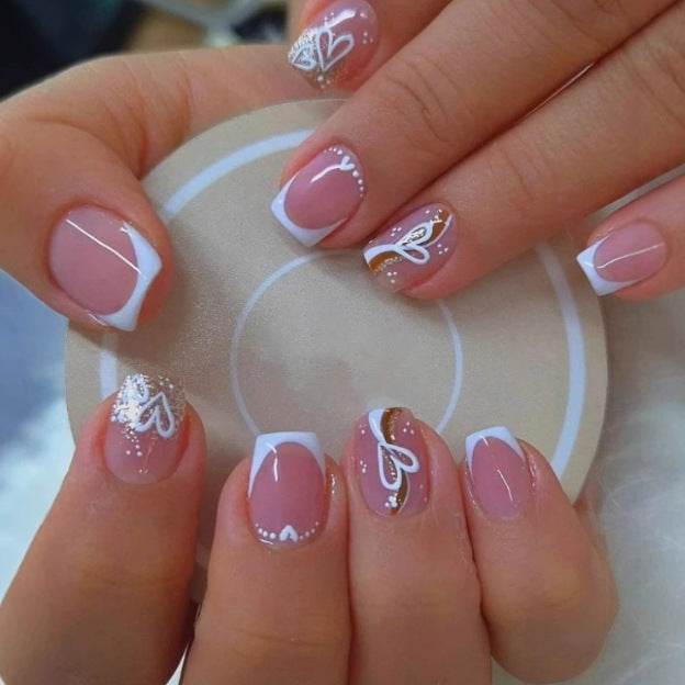 Künstlerische Französische Spitze Nagelkunst Karnz
