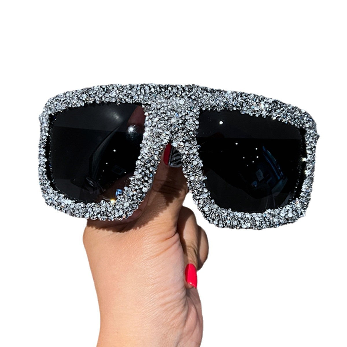 Damen extravagante Kristall-Sonnenbrille Karnz