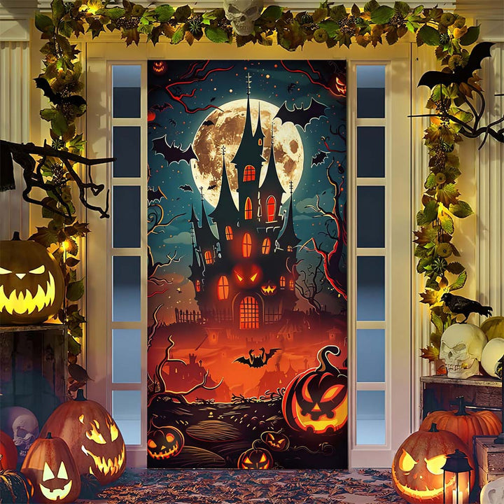 Halloween-Türposter mit großformatiger Grim-Reaper-Illustration und wiederverwendbarem PVC-Planenstoff