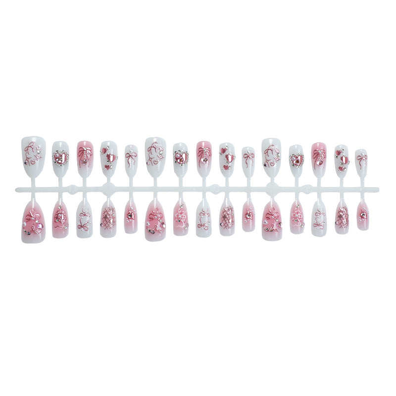 Dekoratives Press-On Nagelkunst-Set mit eleganten floralen und Edelstein-Akzenten Karnz