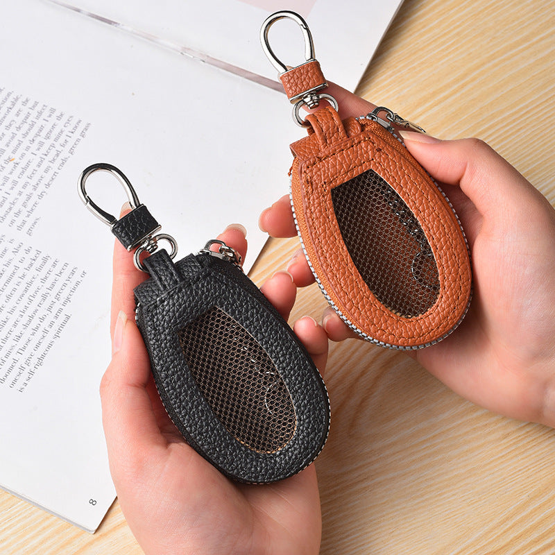 Texturiertes Leder-Münzfach mit Clip Karnz