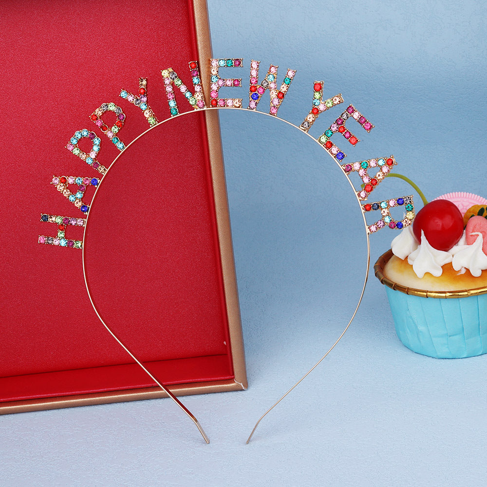 Damen Glitzernder Haarreif mit "Happy New Year"-Aufschrift Karnz