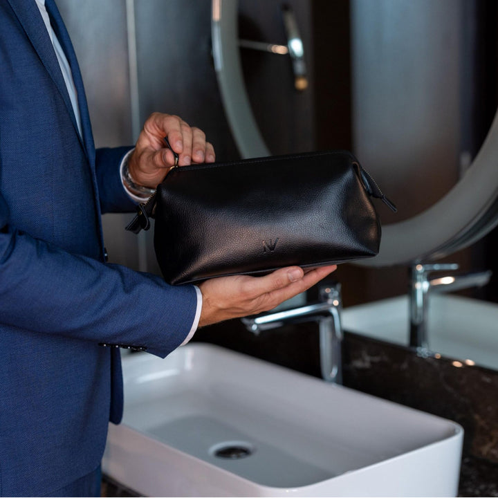 Edle Kosmetische Leder-Tasche Karnz