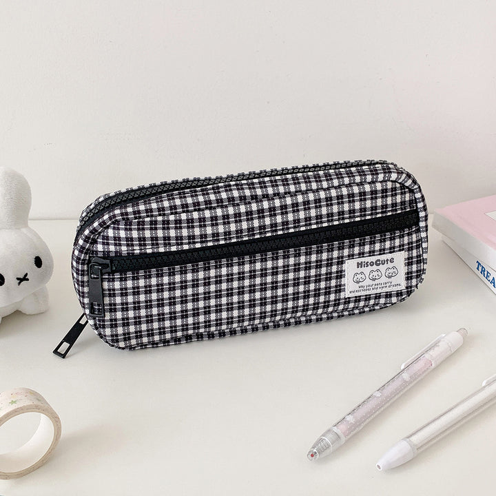 Stylische Gingham Karierten Stiftetui Karnz
