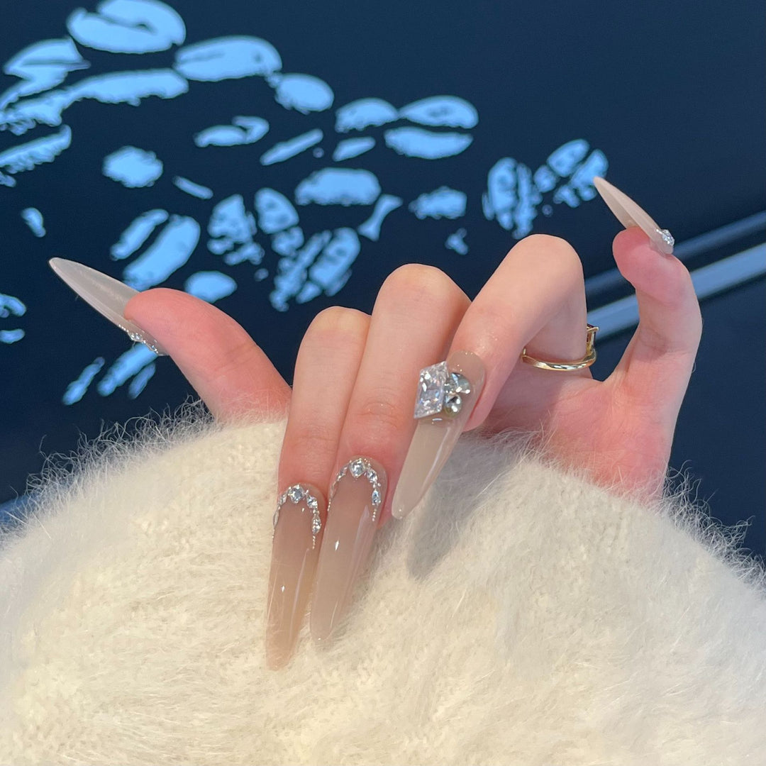 Rhinestone-verzierte Stiletto Press-On Nägel Karnz