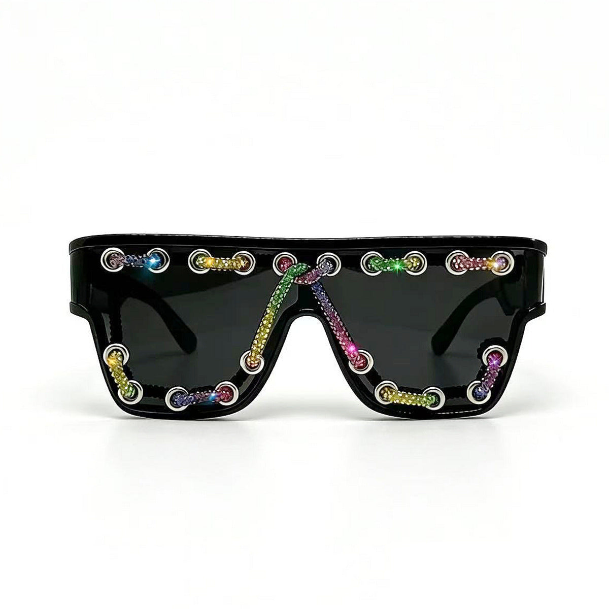 Damen Sonnenbrille mit extravagantem Design und dekorativer Kettenverzierung Karnz