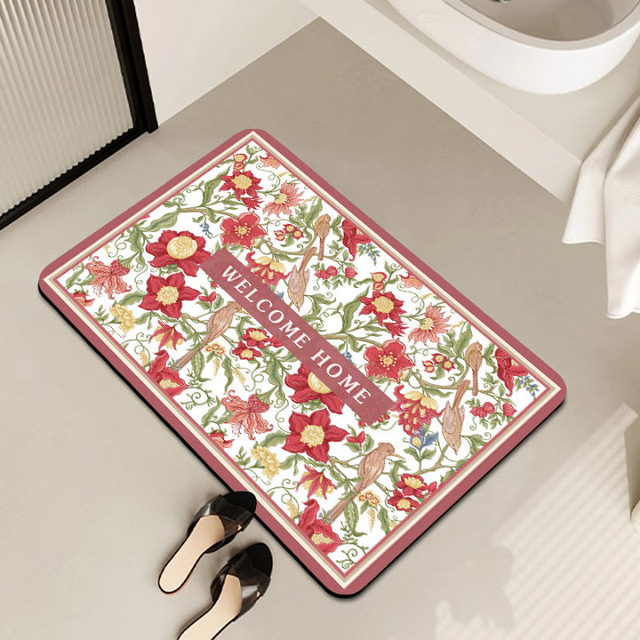 Vintage Floral Pattern Badmatte Karnz