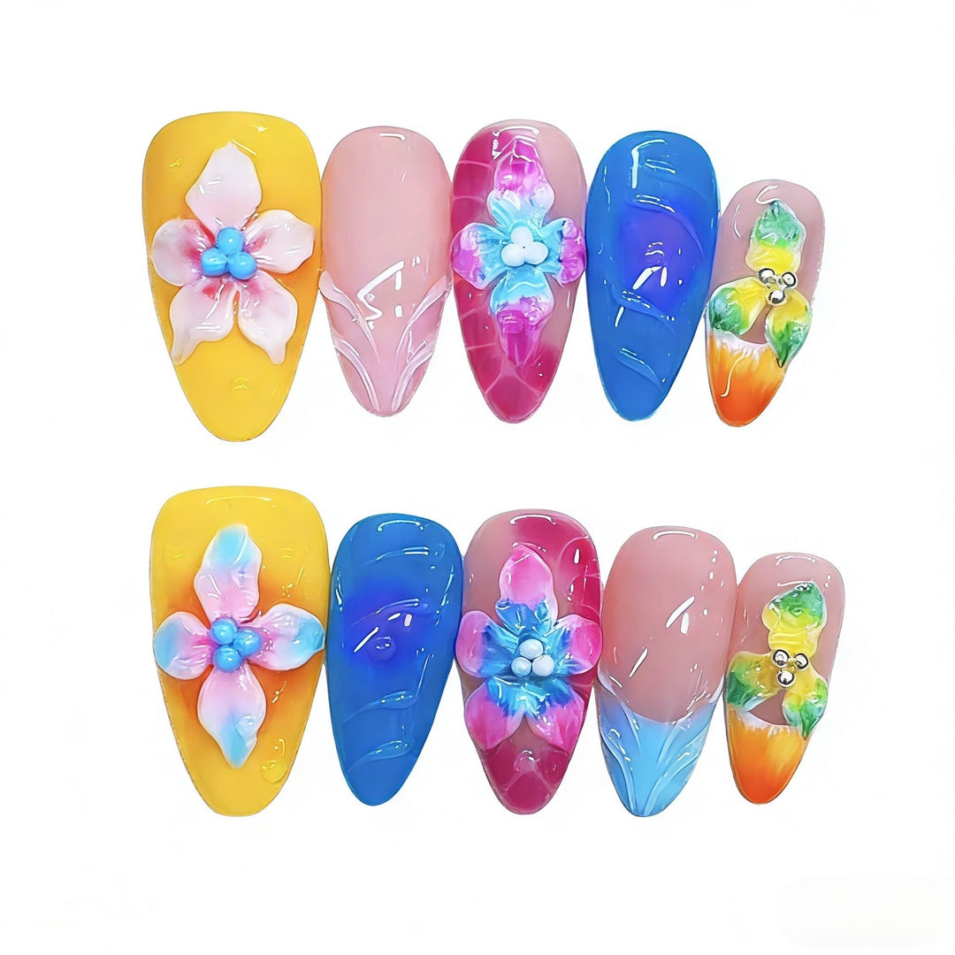 Künstlerisches Floral Press-on Nagelkunst Set Karnz