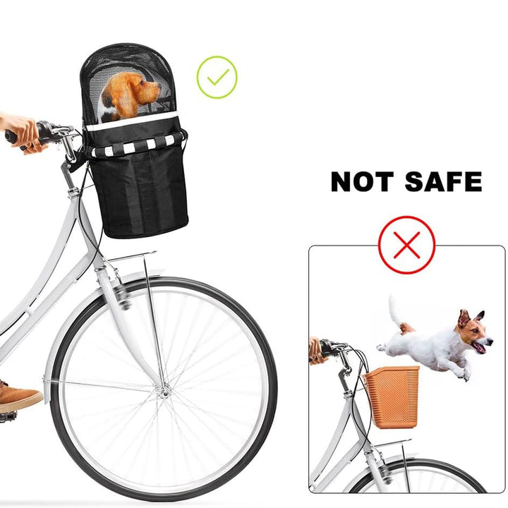 vordermontierte atmungsaktive Netz-Hundekorb-Bedeckung für das Fahrrad mit reflektierendem Besatz Karnz