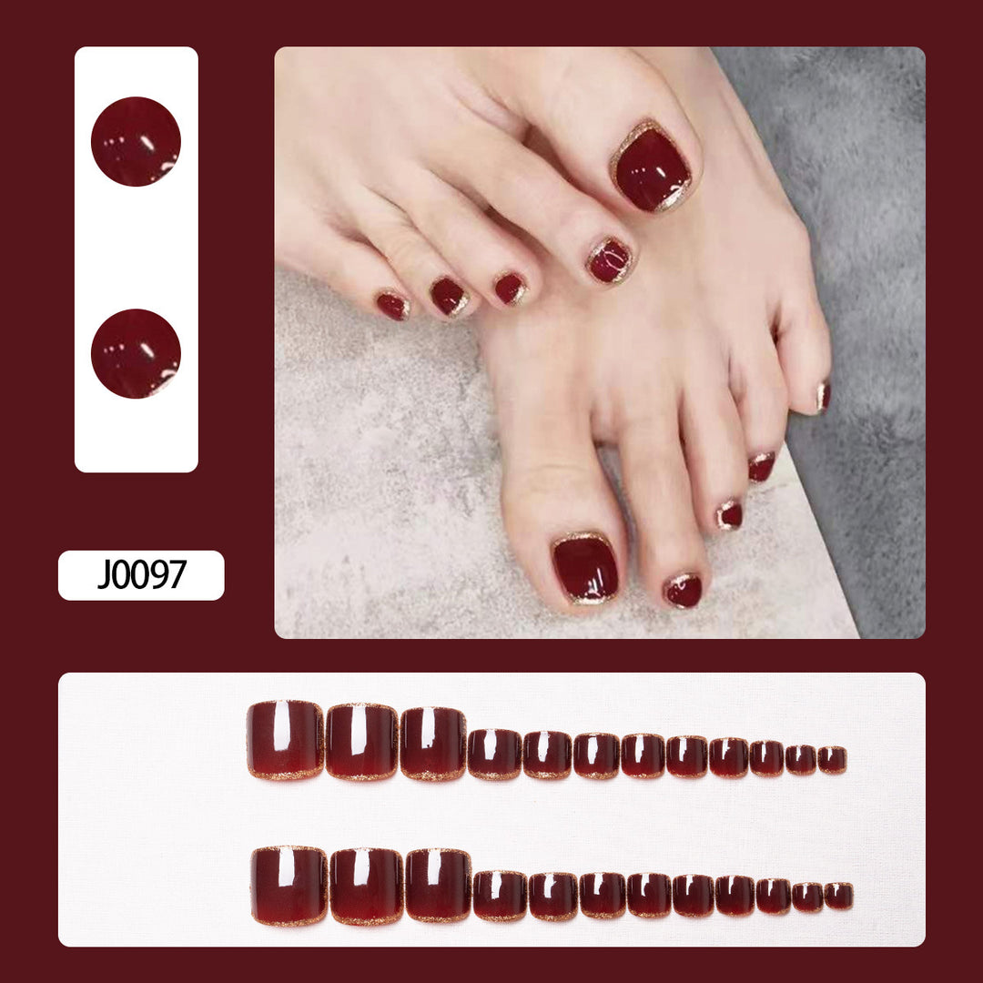 Glitzernde French Tip Zehennagelkunst