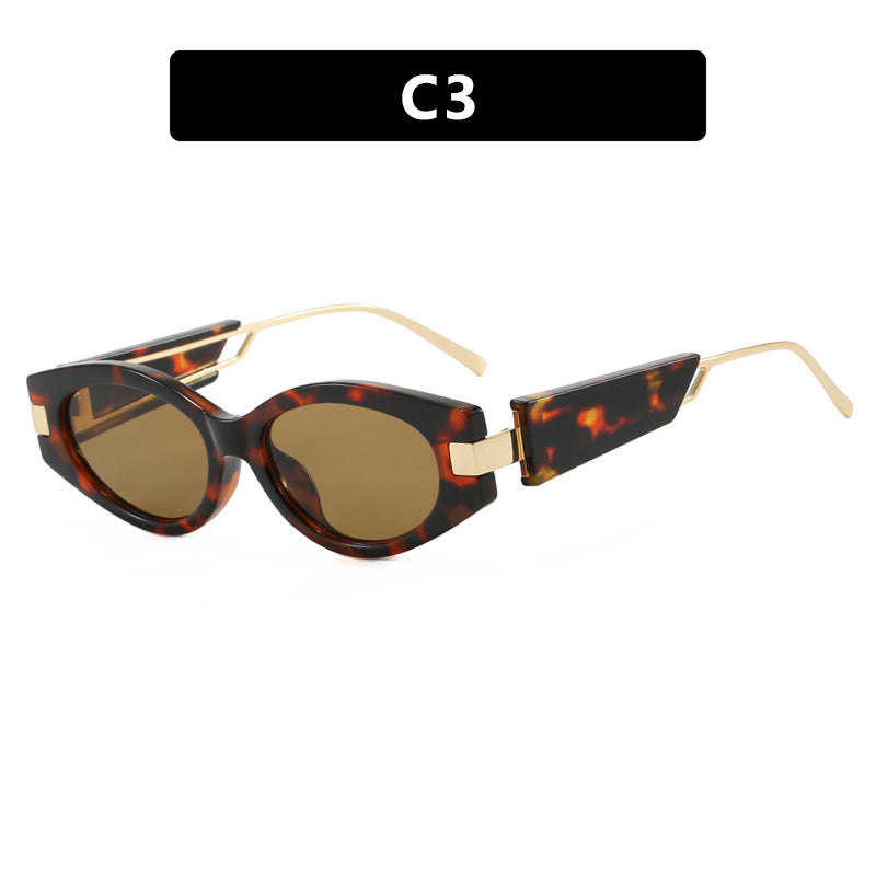Damen elegante Cat-Eye Sonnenbrille mit goldenen Akzenten Karnz