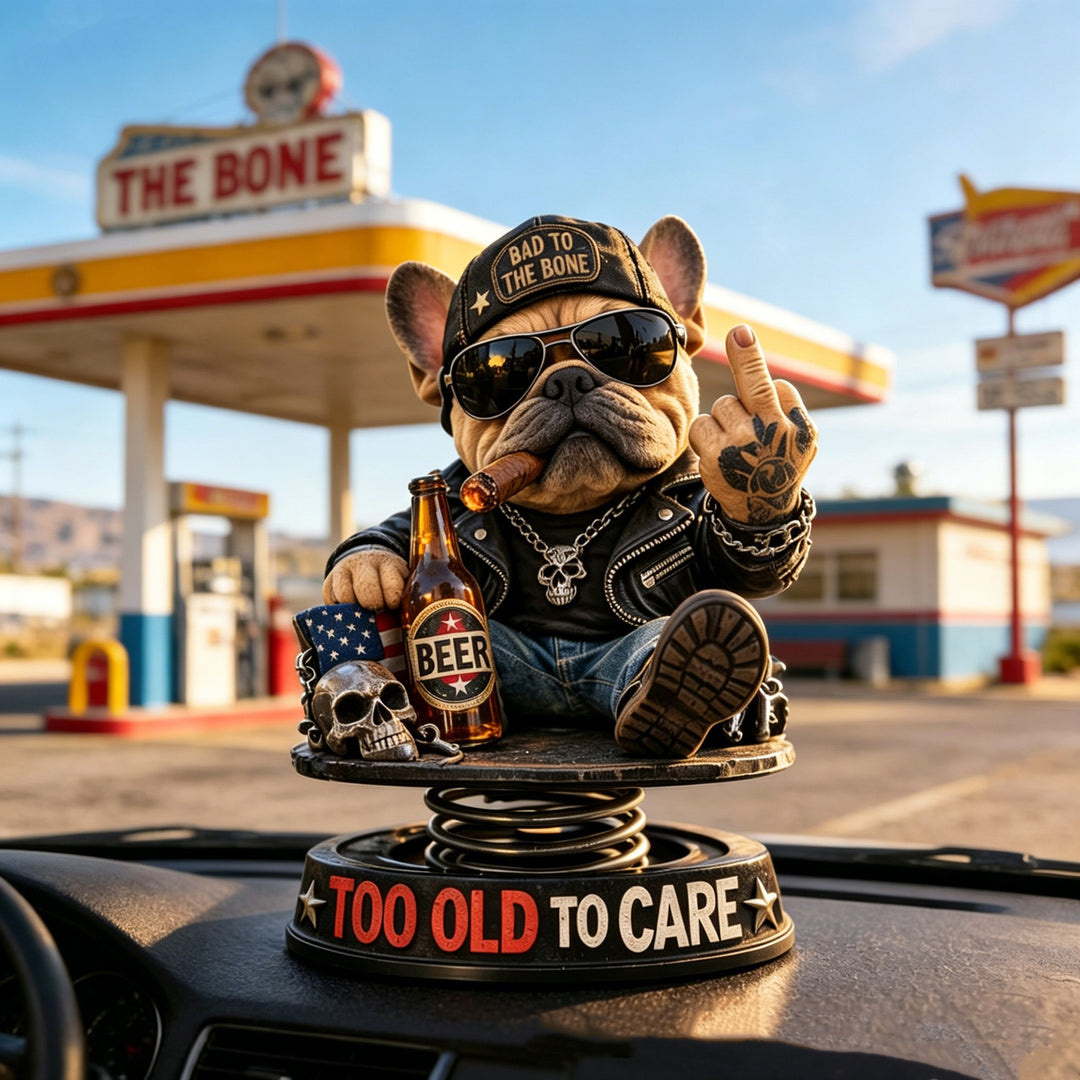 Dekorative Bulldoggenfigur im Rocker-Style Karnz