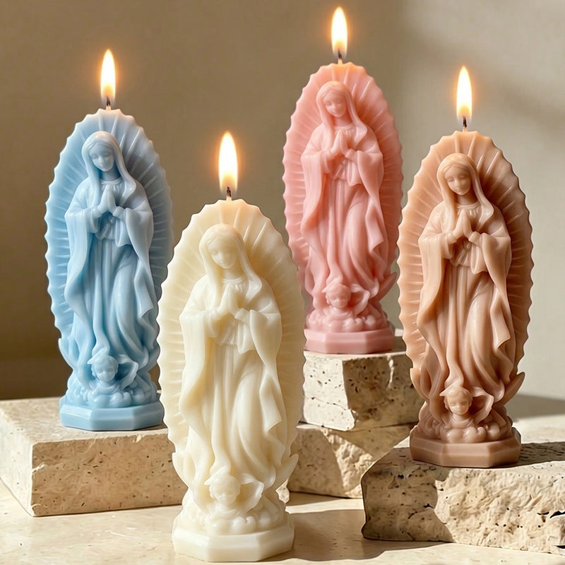 Handgegossene Skulpturierte Marianische Andacht Kerze
