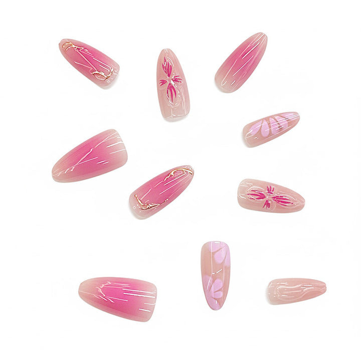 Künstlerisches florales Ombre Drucknagel-Set Karnz