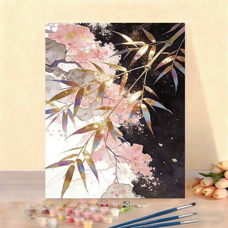 Elegantes Blumenaquarell-malen nach Zahlen Leinwand Kunstset Karnz