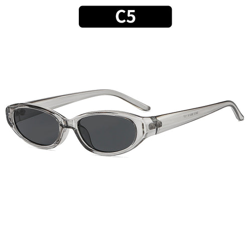 Retro-inspirierte schlanke ovale Fassungs-Sonnenbrille