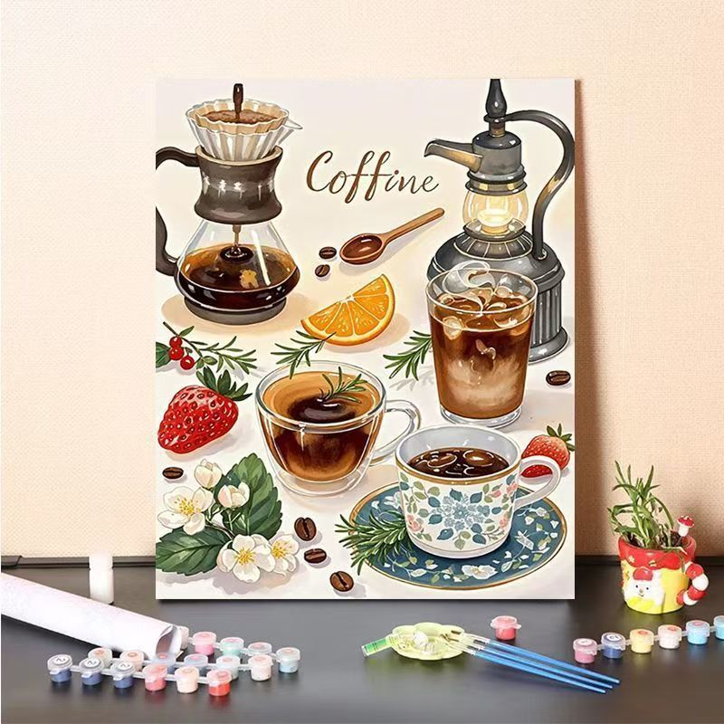 Kaffee-Themen Malen nach Zahlen Leinwand Kunstset Karnz