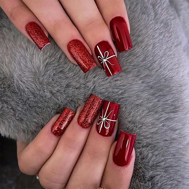 Künstlerisches Glitzer Druck-Nagelset Karnz