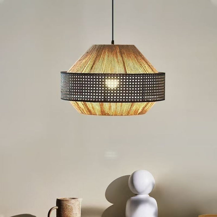 Geflochtene Rattan Trommel Pendelleuchte