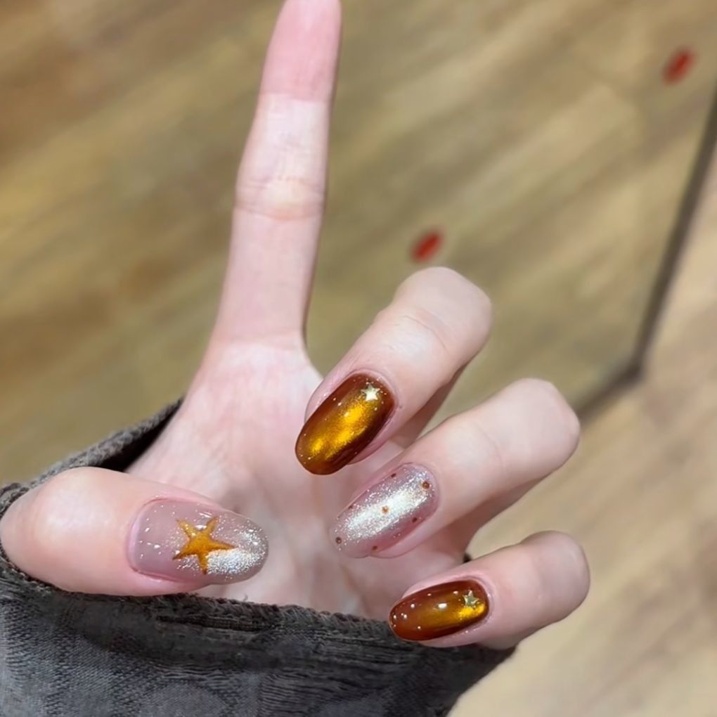 Glitzernde Stern Akzent Nagelkunst Extensions