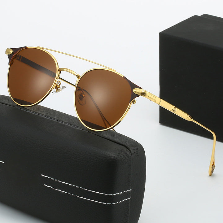 Damen runde Vintage-Sonnenbrille mit hochwertigem Metallrahmen und robustem Design Karnz