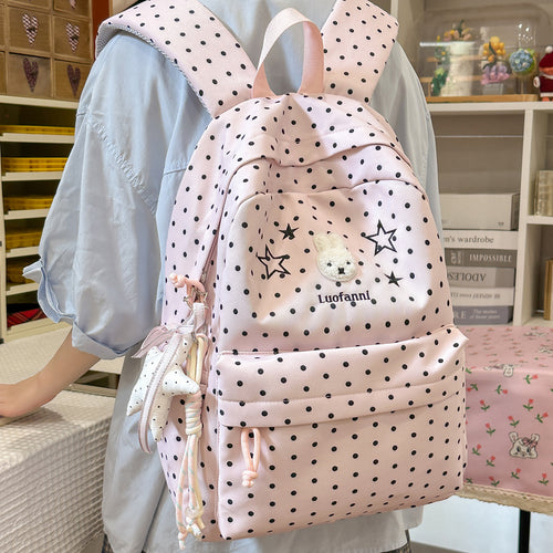 Polka Dot Rucksack mit süßen Figurenakzenten Karnz
