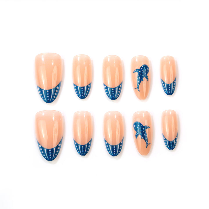 Künstlerisches Delfin-Themen Press-On Nagelkunst Set Karnz
