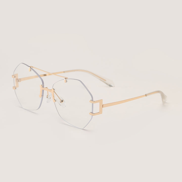 Damen modische achtkantige Sonnenbrille mit filigranem Metallrahmen Karnz