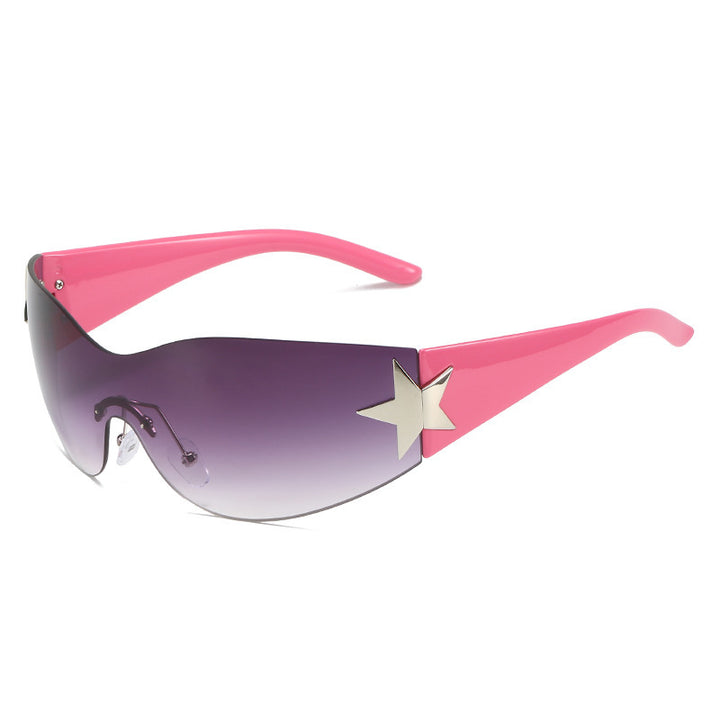 Modebewusste Shield-Sonnenbrille mit Sternakzent Karnz